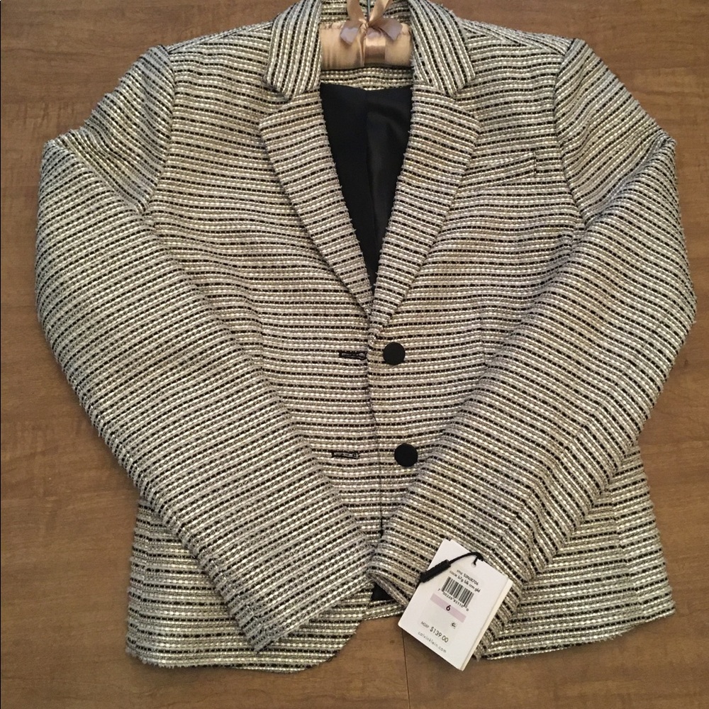 Calvin Klein tweed blazer with woven gold thread